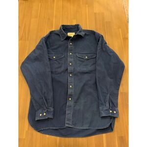 Vintage Eddie Bauer Mens Flannel Shirt Blue Long Sleeve Button Up Workwear